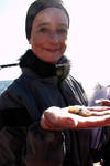 Paula with a squid Paula with a squid