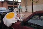 Some hooligans have been egging the cars Some hooligans have been egging the cars