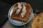 Real mice. Real toast. Fake plate. Real mice. Real toast. Fake plate.