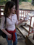 Janice with a piece of glass - this is before they used acrylic. Janice with a piece of glass - this is before they used acrylic.