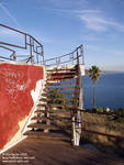 Stairs on top of the restaurant Stairs on top of the restaurant